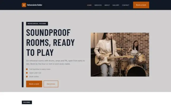 Website for rehearsal space