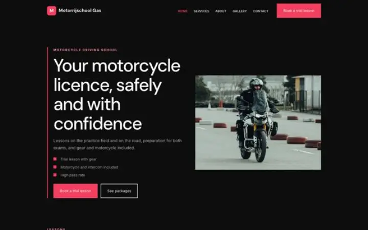 Website for motorcycle driving school
