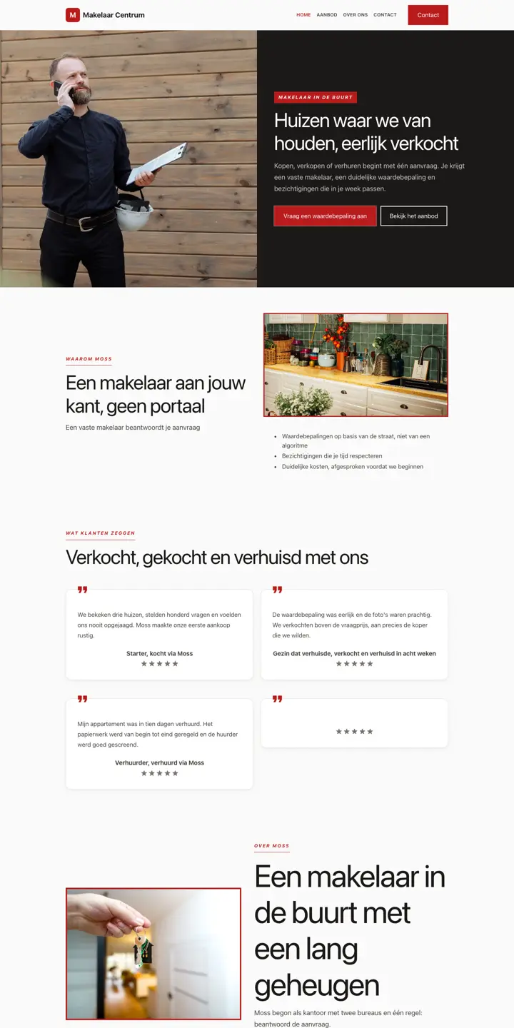 Example of a website for a real estate agent