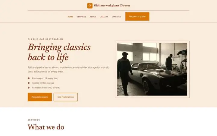 Website for classic car restoration