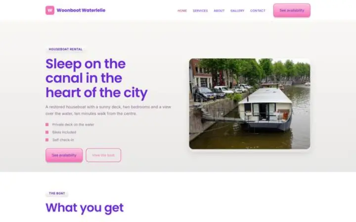 Website for houseboat rental