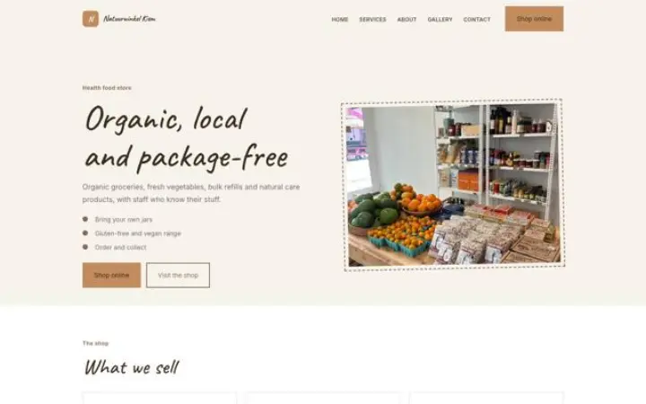 Website for health food store