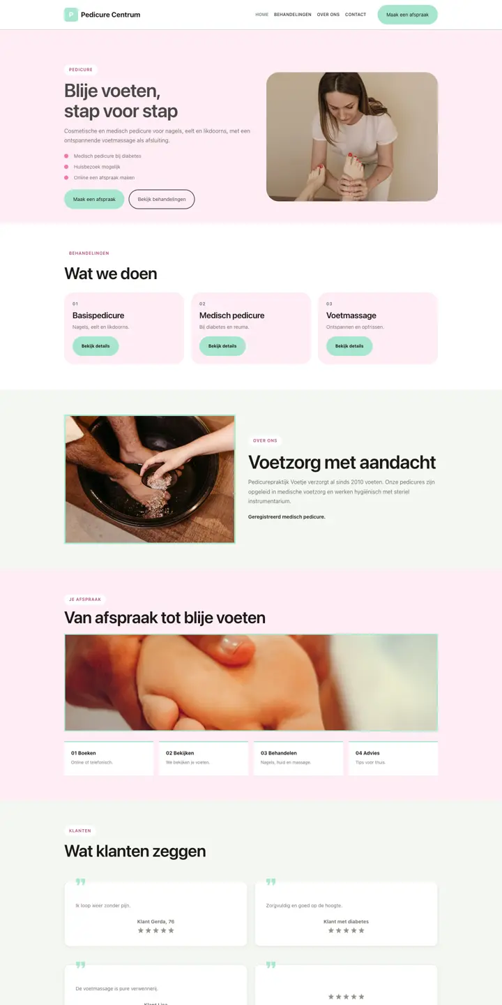 Example of a website for a pedicurist