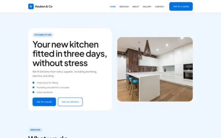 Website for kitchen fitter