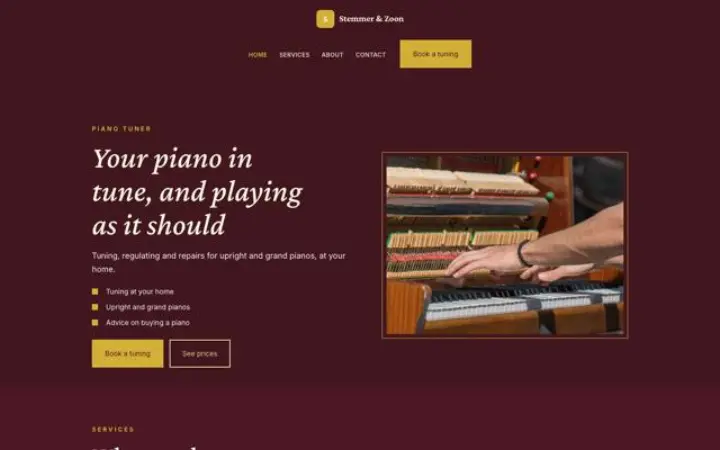 Website for piano tuner