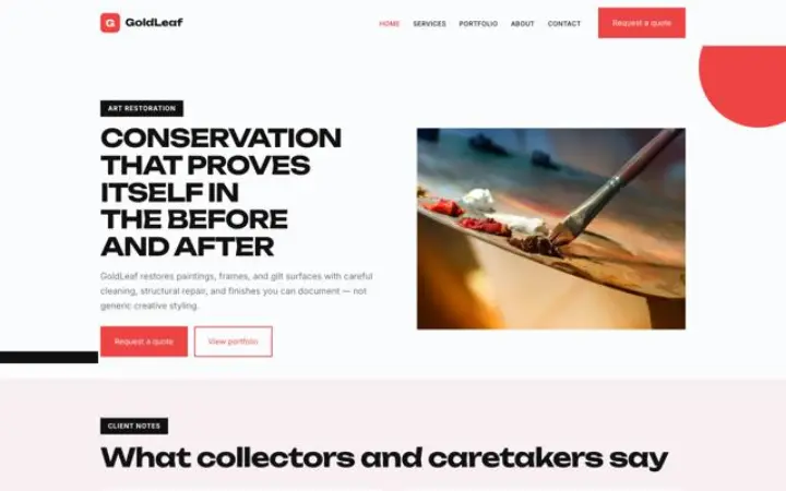 Website for art restoration