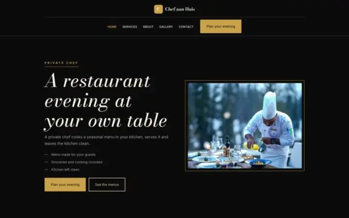 Website for personal chef