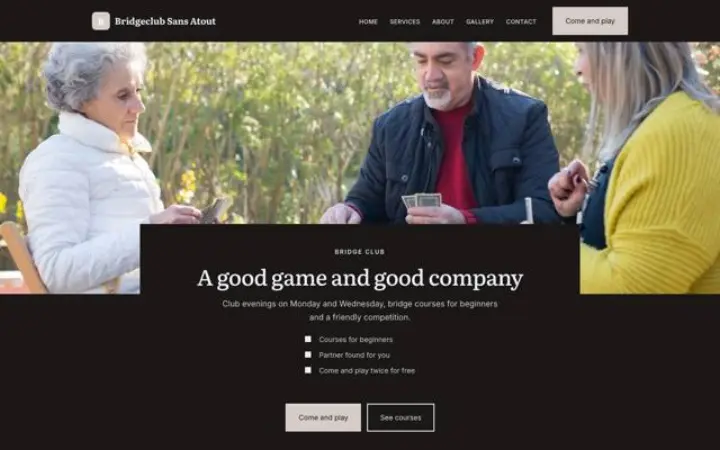 Website for bridge club