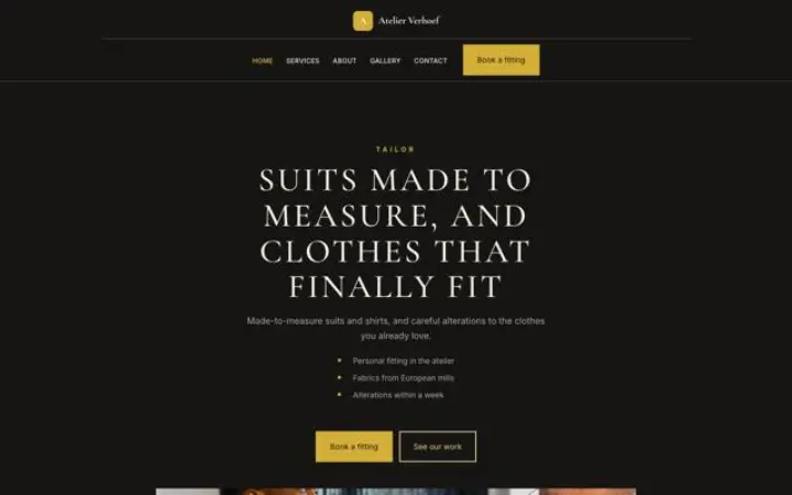 Website for tailor