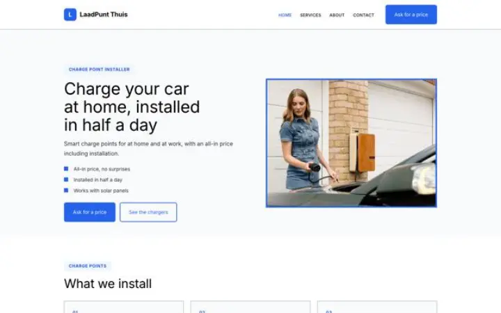 Website for ev charger installer