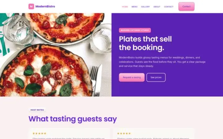 Website for caterer