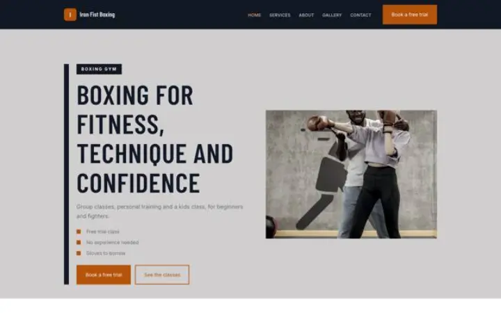 Website for boxing gym