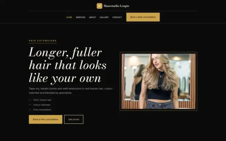 Website for hair extensions specialist