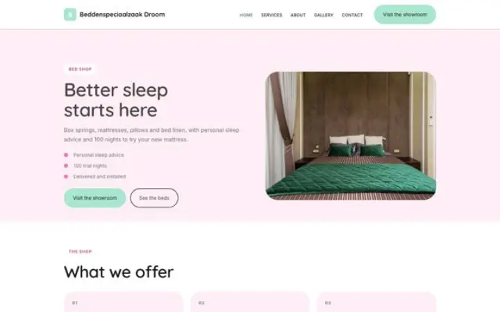 Website for bed shop