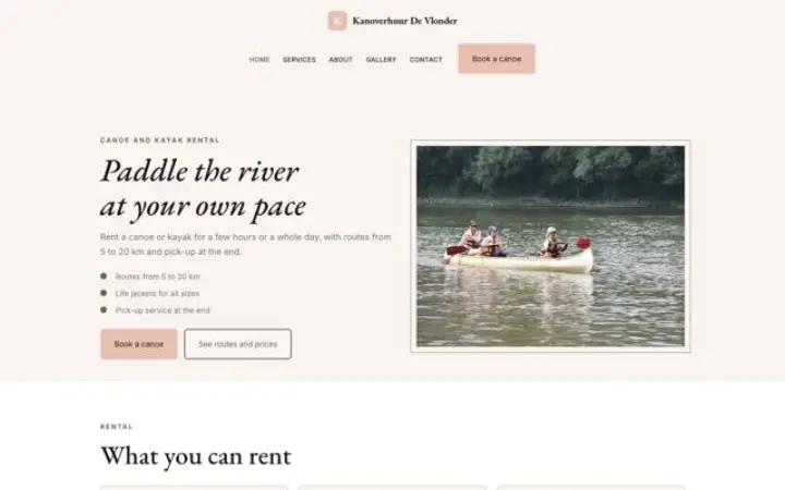 Website for canoe rental