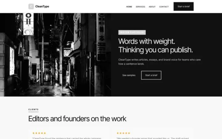 Website for writer