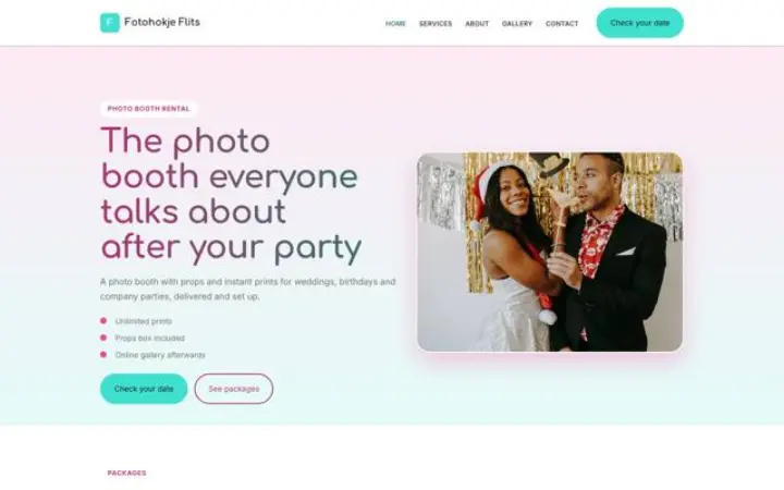 Website for photo booth rental
