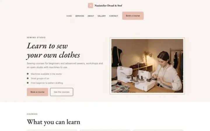 Website for sewing studio