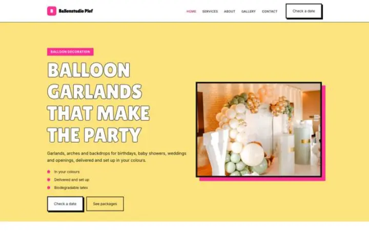 Website for balloon decorator