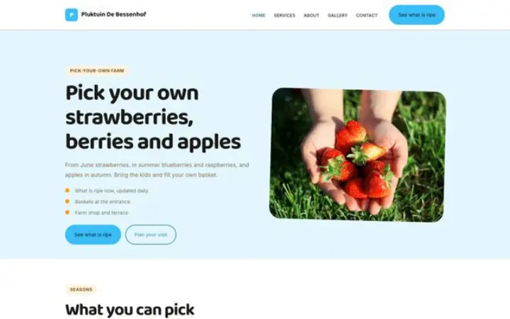 Website for pick-your-own farm