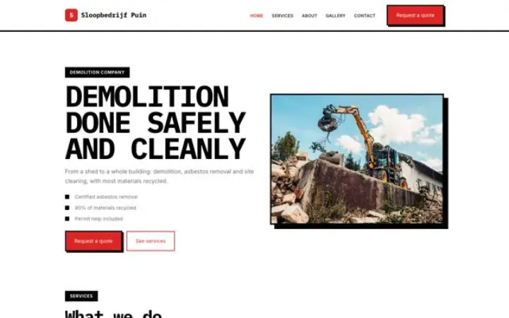 Website for demolition company