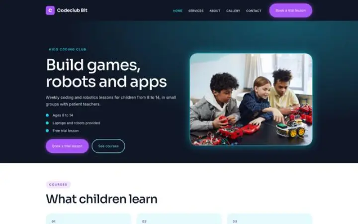 Website for kids coding club