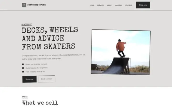 Website for skate shop
