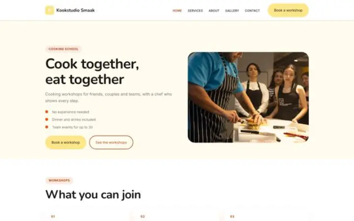 Website for cooking school