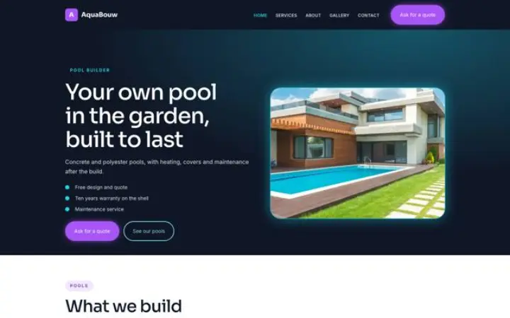 Website for pool builder