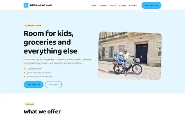 Website for cargo bike shop