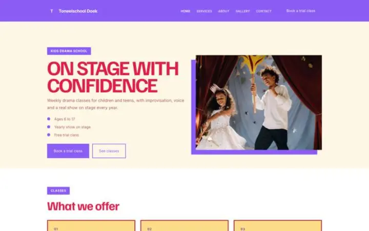 Website for kids drama school