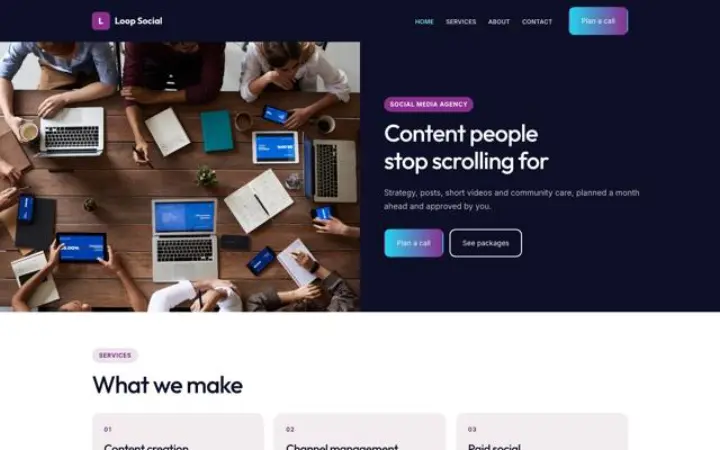 Website for social media agency
