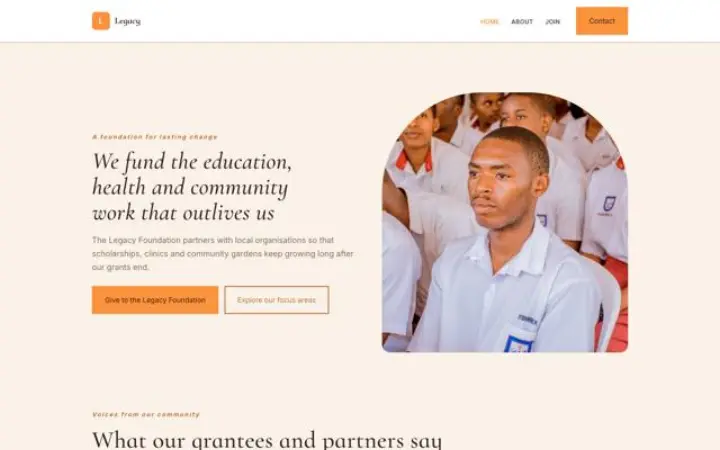 Website for foundation