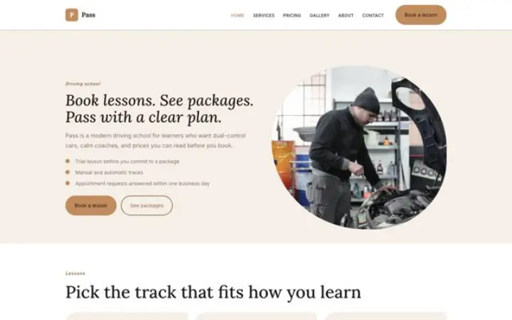 Website for driving school