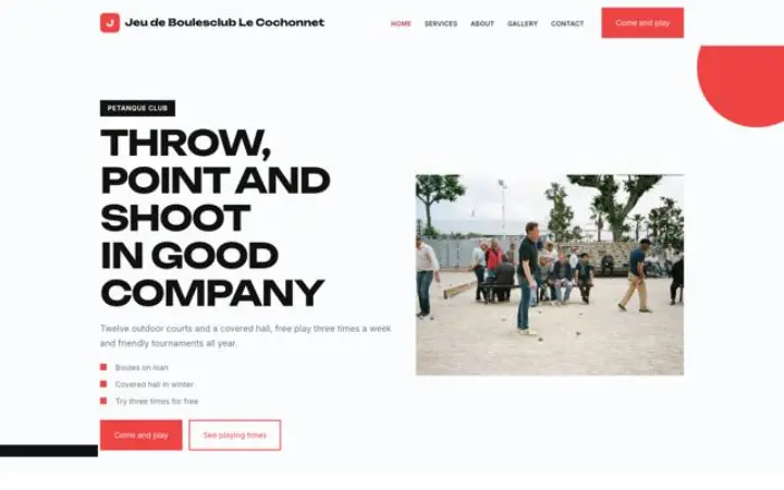 Website for petanque club