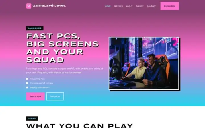 Website for gaming café