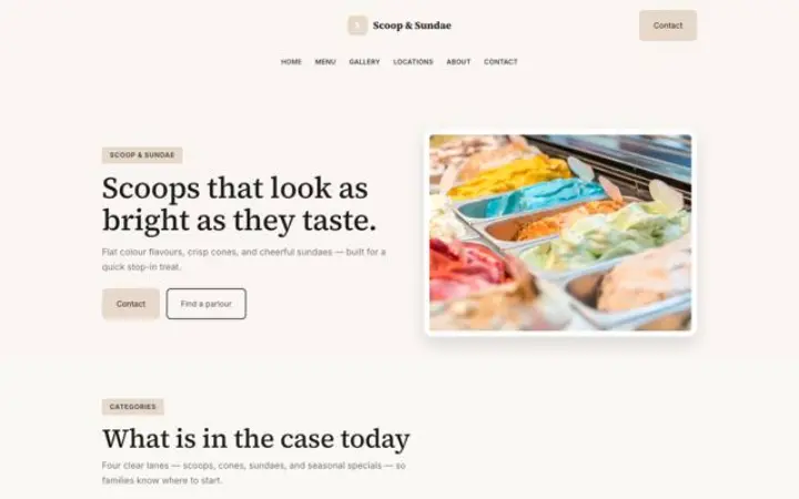 Website for ice cream