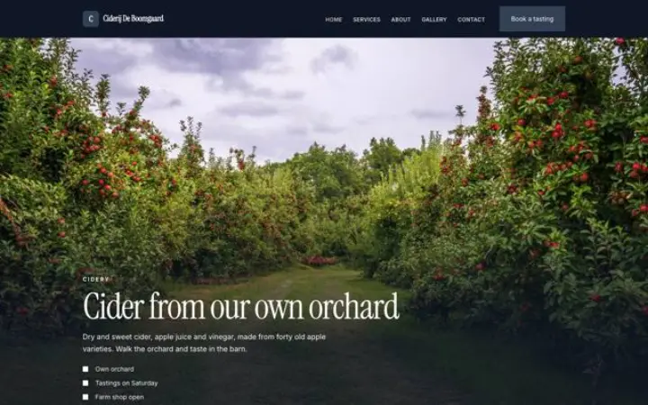 Website for cidery