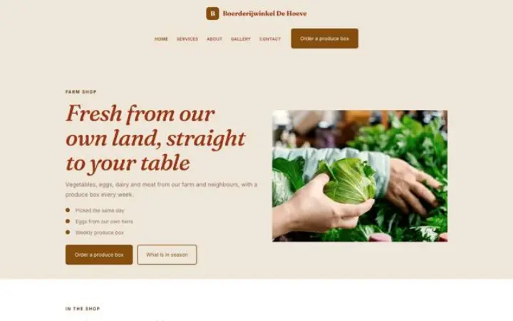 Website for farm shop
