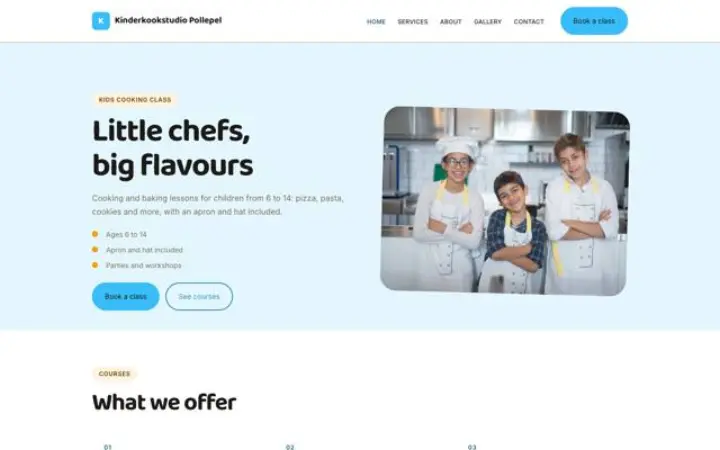 Website for kids cooking class