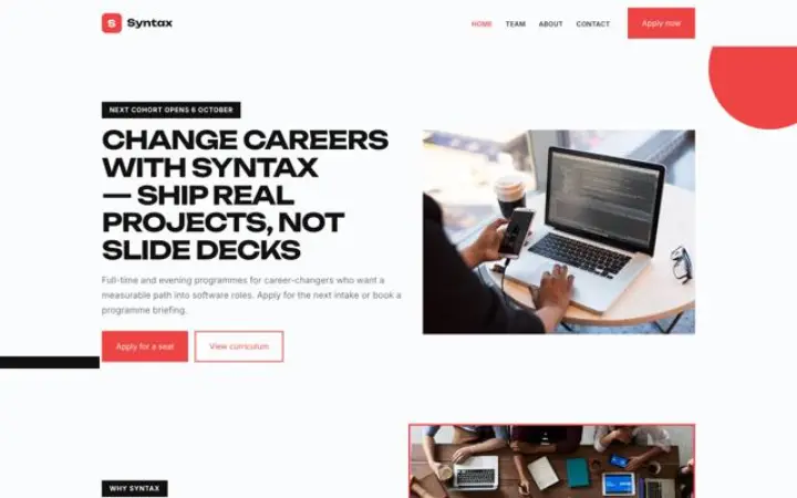 Website for coding bootcamp