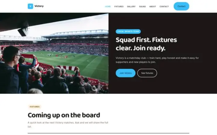 Website for sports team