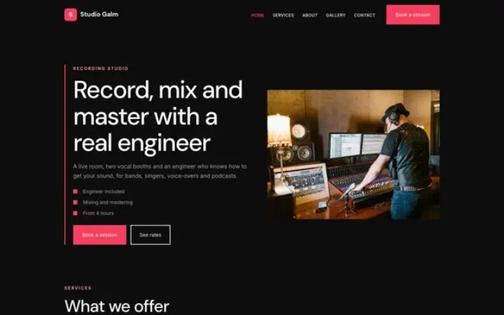 Website for recording studio