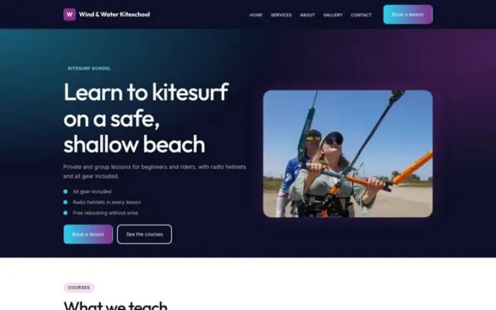 Website for kitesurf school