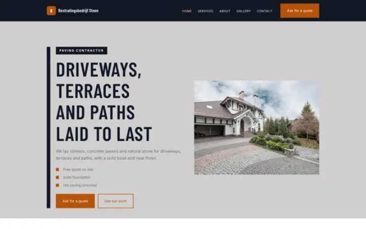 Website for paving contractor