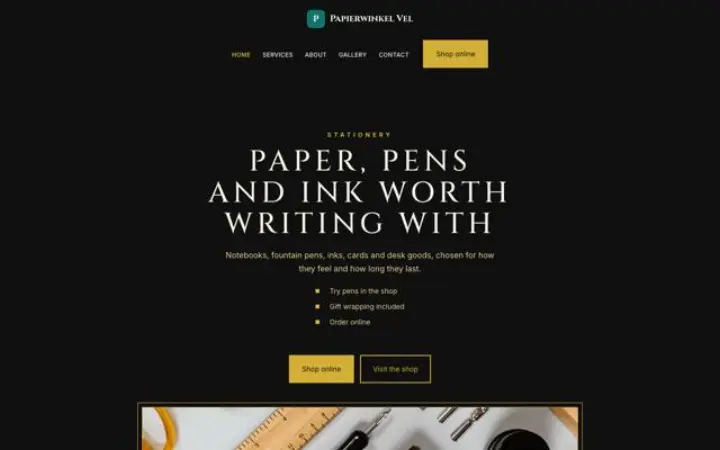 Website for stationery shop