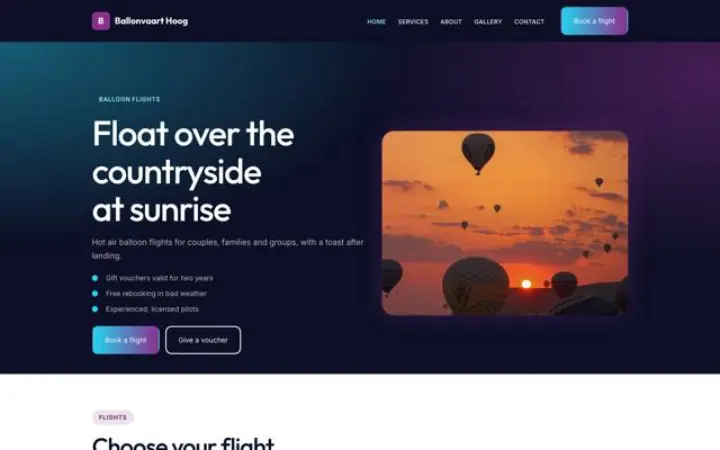 Website for hot air balloon flights