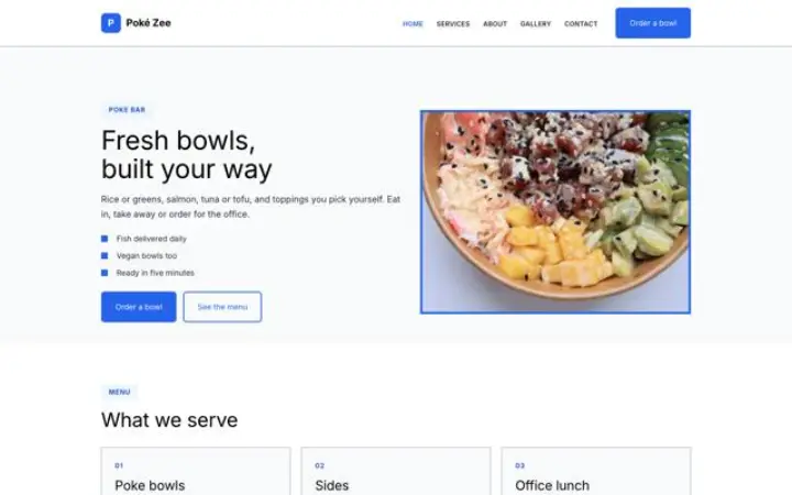 Website for poke bar