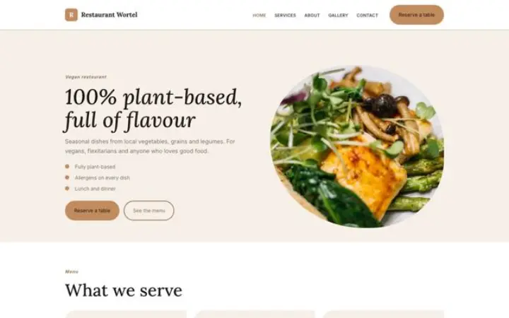 Website for vegan restaurant