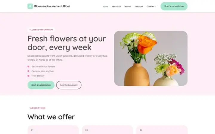 Website for flower subscription